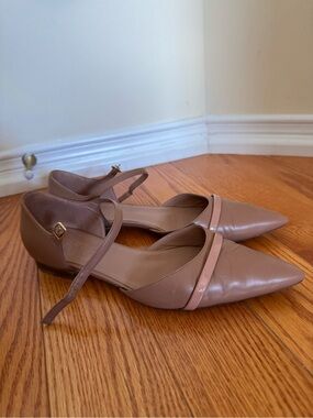 Malone Souliers Taupe Pointed Ulla Mary Jane Flats